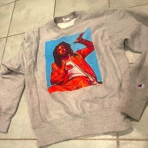 J. Cole Champion Crewneck sweatshirt reverseweave JCole sz S Streetwear hiphop